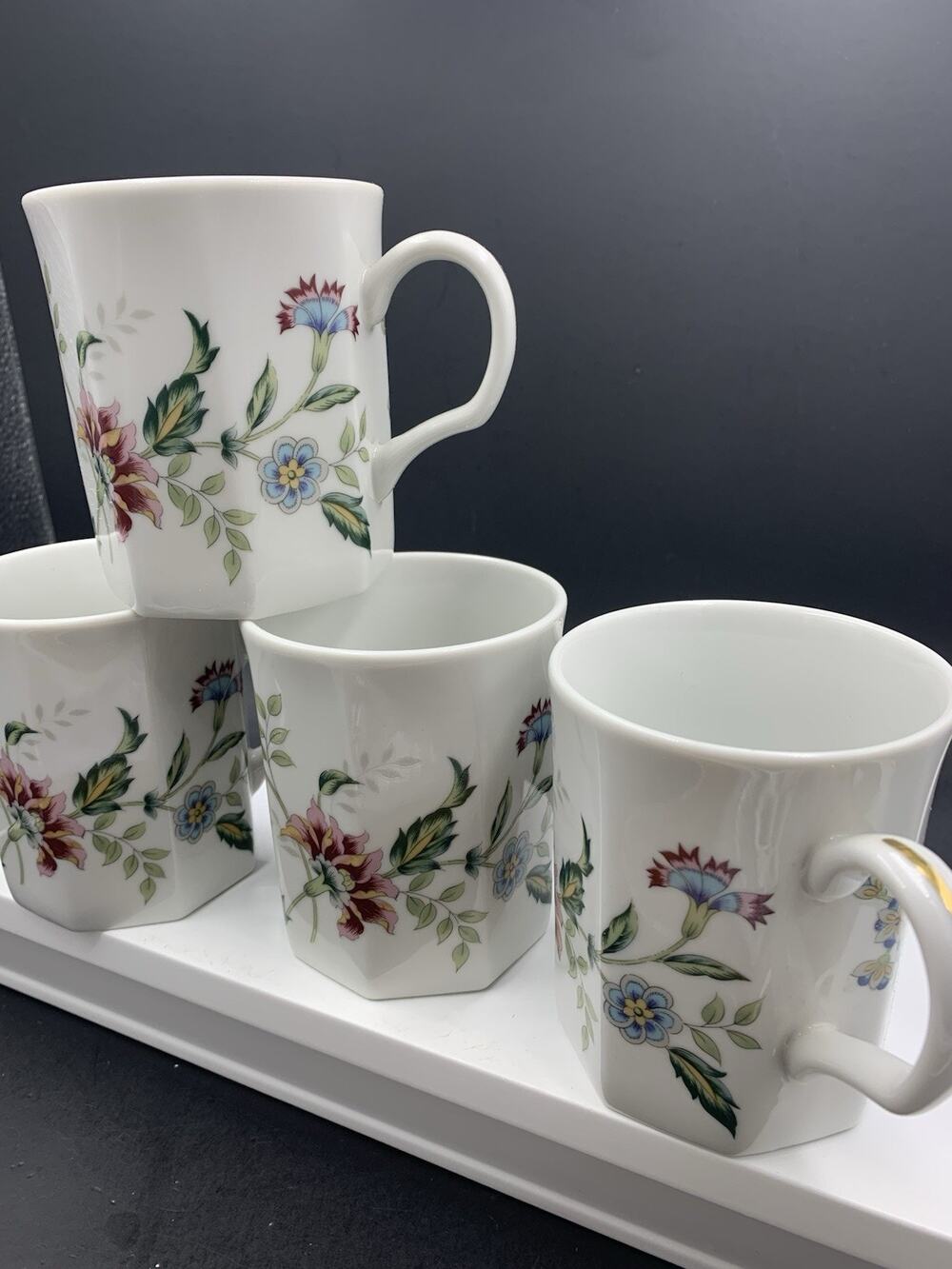 Set of 4 Andrea by Sadek Buckingham Floral Coffee/Tea Cups/Mugs